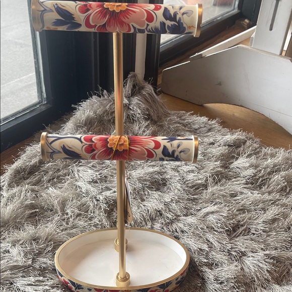 Other - Floral Jewelry Stand with Gold Accents